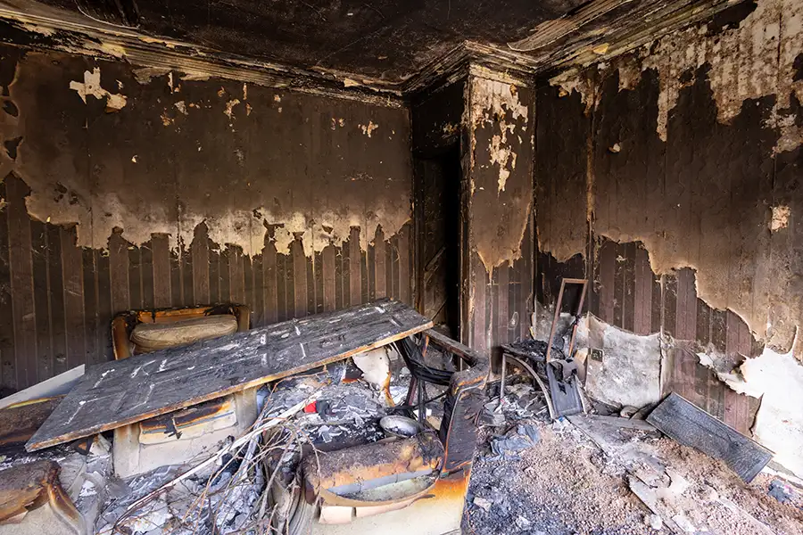 Fire damaged house